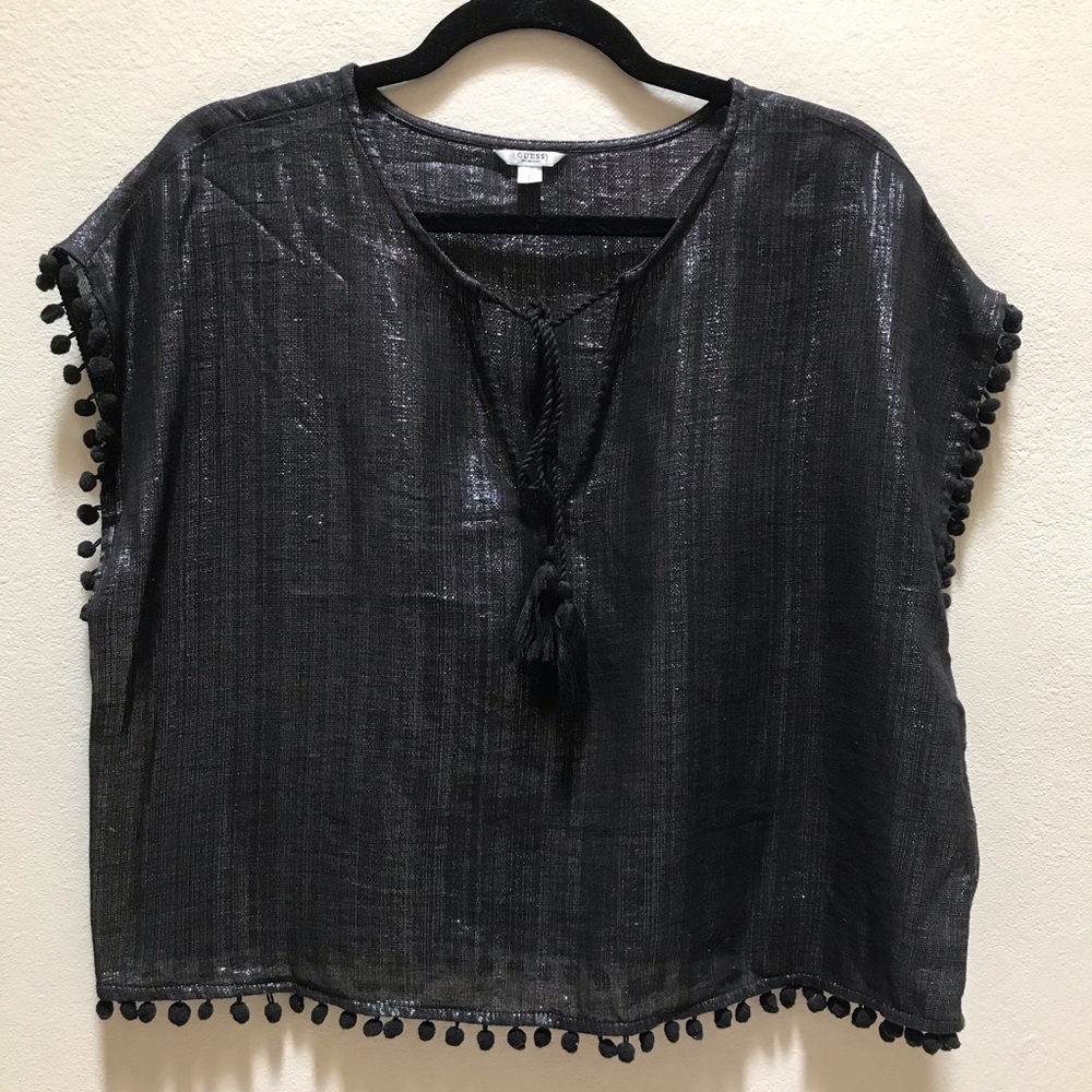 Guess Top Black Pompom